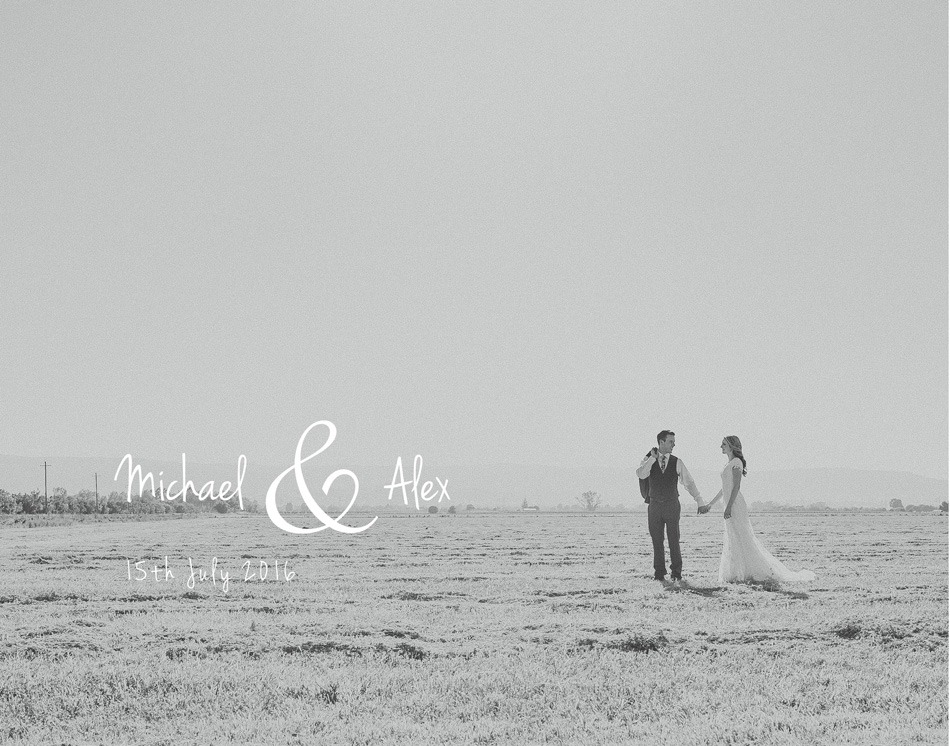 Bridal couple walking in a open field in Vacaville California