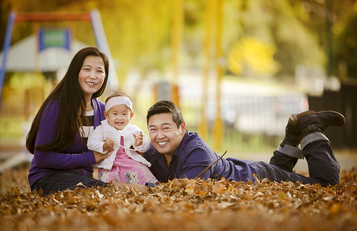 Family portrait on an Autumn day in Stirk Park Kalamunda